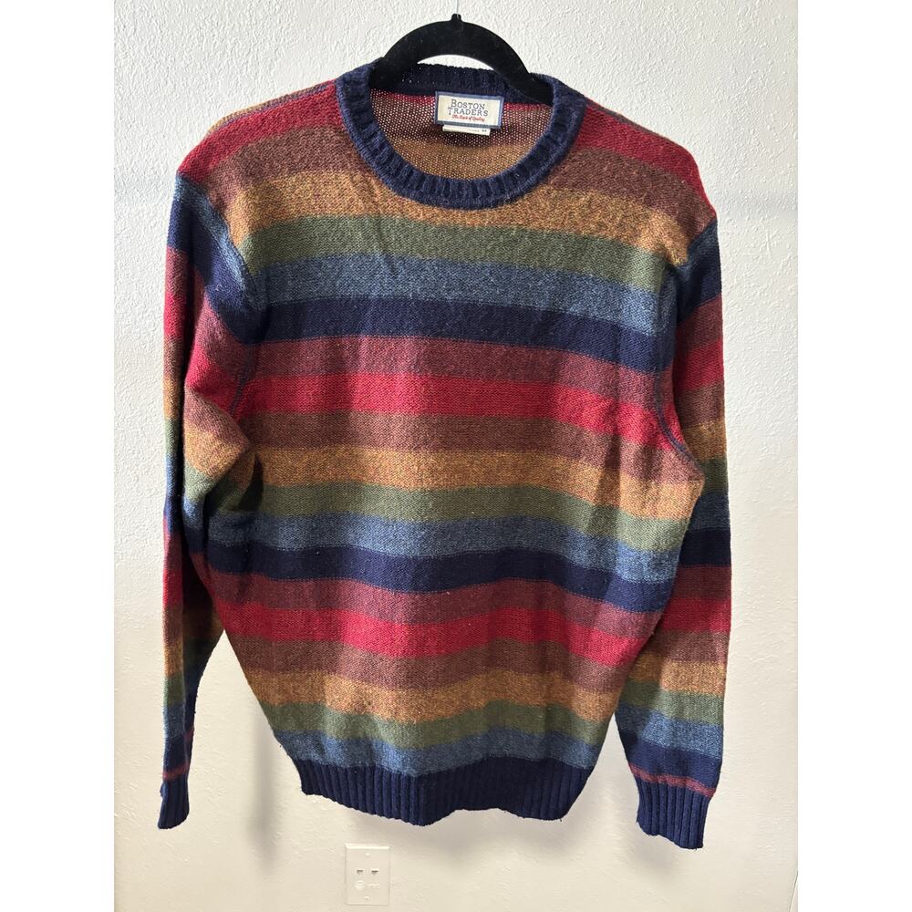 Boston Traders Pullover Sweater Men’s Size Medium Rainbow Stripes Wool Blend